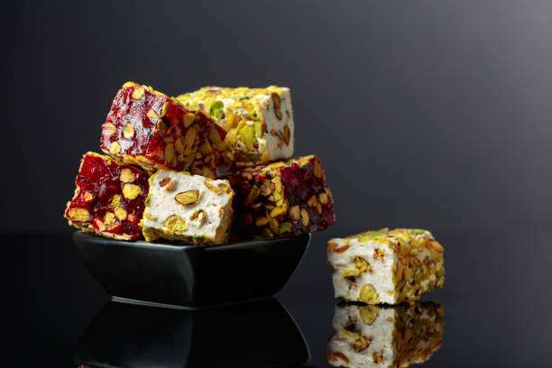 istock Traditional Turkish delight in a small black dish. 2179565562
