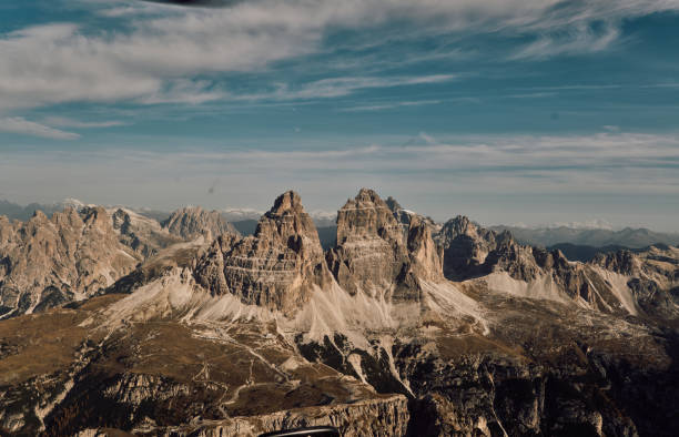 aerial view dolomites mountains