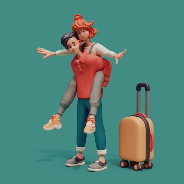 istock 3d render young man giving his cute girlfriend a piggyback ride. 2179571755