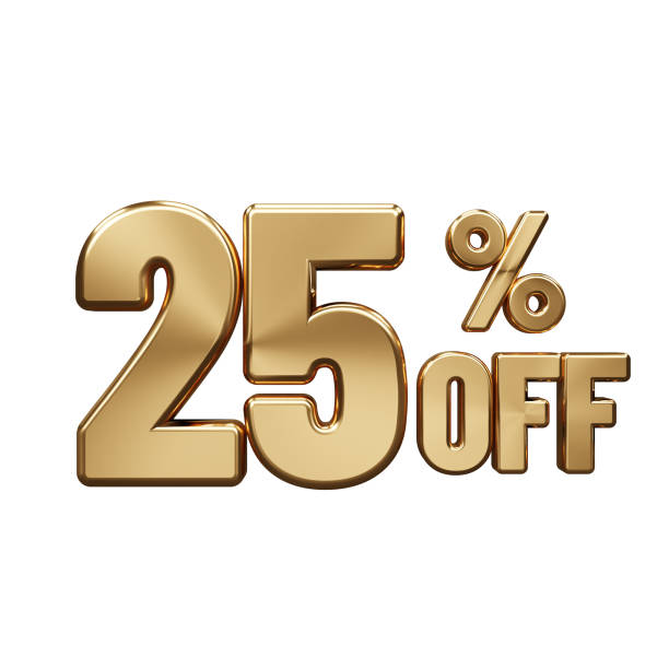 istock Discount percent gold text icon element on white background 2179572451