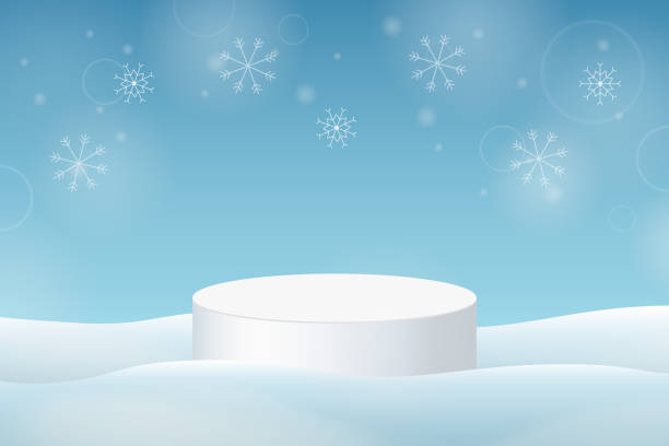 istock Winter background products minimal podium scene with the geometric platform. 2179586343