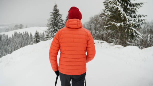istock Male hiker ascends slope in winter 2179598092