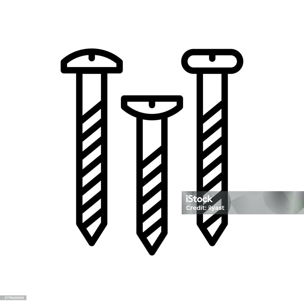 Simple Fastener Drawing A Simple Line Drawing Of Screws Stock Illustration - Download Image Now ...