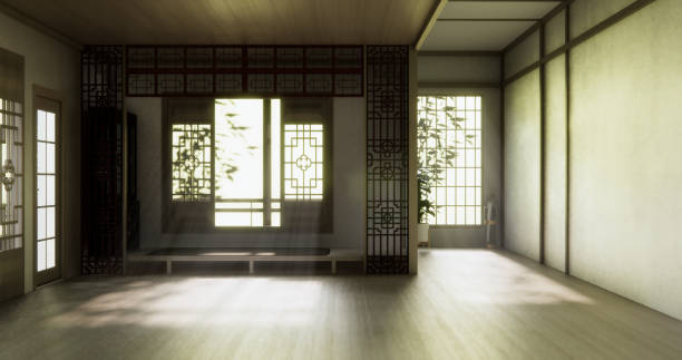 istock Empty room,Clean japanese minimalist room interior, 3D rendering 2179601123