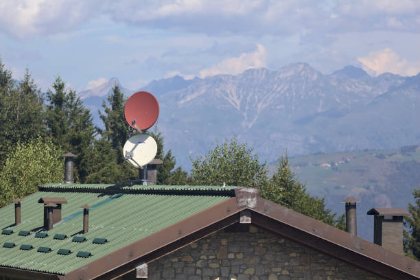 istock Roof top with tv antennae 2179603001