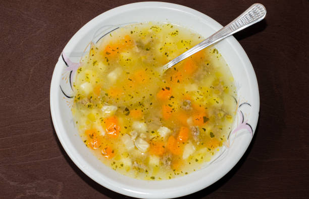 istock Homemade soup in a plate. 2179604066