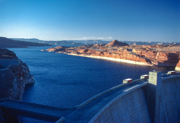 Lake Powell & Glen Canyon Dam - 1978. Scanned from Kodachrome 25 slide.