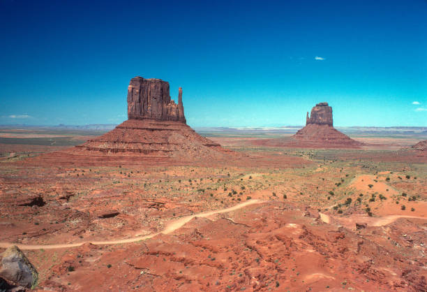 Monument Valley - West & East Mittens - 1978. Scanned from Kodachrome 25 slide.