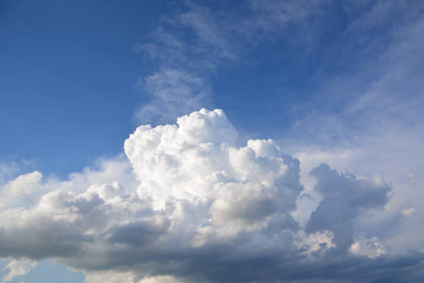 a large cumulus cloud that is in the sky with the blue sky on the background