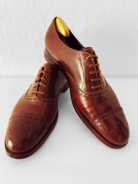 istock Premium Brown British Bespoke Shoes with shoetrees 2179611847