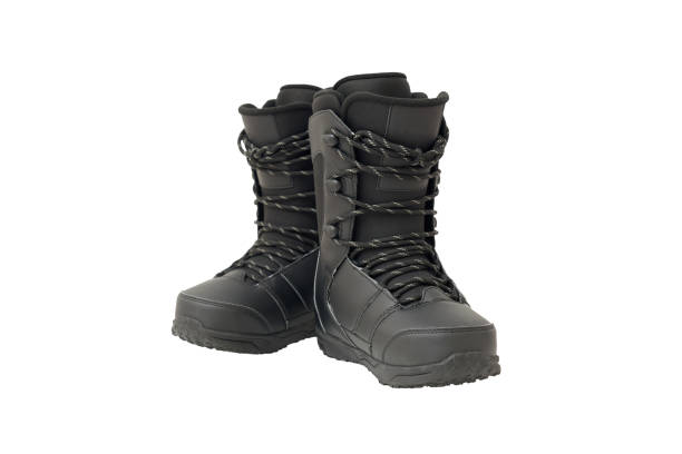 istock Black snowboard boots isolated on a white background 2179614908