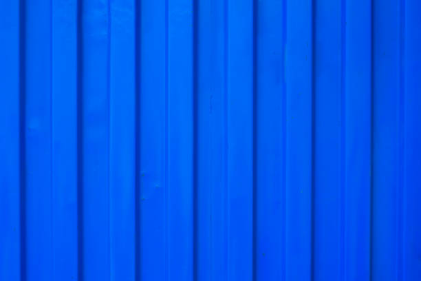 Intense blue corrugated metal wall