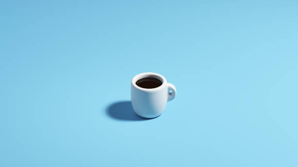 istock White espresso coffee cup small black drink pale blue background simple classic design 2179622520