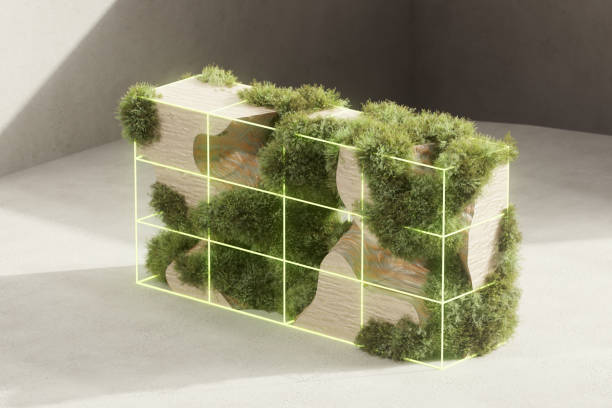 istock Abstract Organic Structure With Lush Green Moss-Like Vegetation. Ecosystem. 2179622763