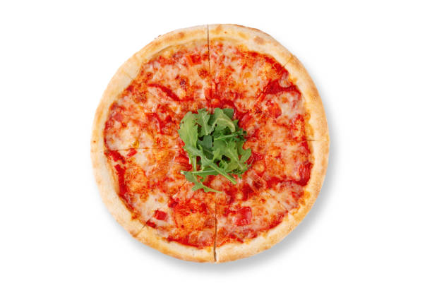 Tasty pepperoni pizza with basil