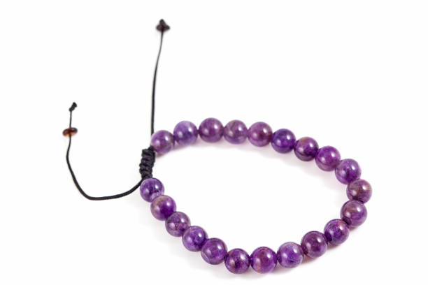 Violet ametist slones bracelet , on white