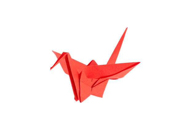 istock Red origami crane isolated on the white background 2179631687