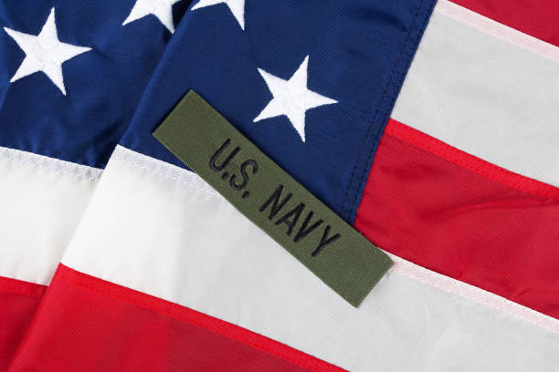 istock US Navy Branch Tape on national USA flag 2179643151