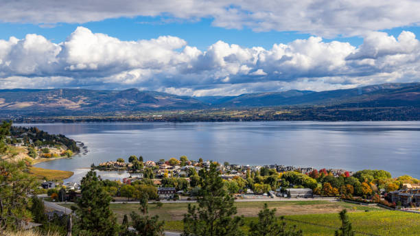 Okanagan, British Columbia, Canada - October 17, 2024: Landscape scenery around Mission Hill family estate winery in Okanagan, Kelowna, BC, Canada