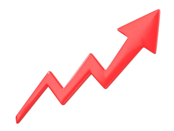 istock 3D Rising arrow growth icon isolated on white background, clipping path 2179672881