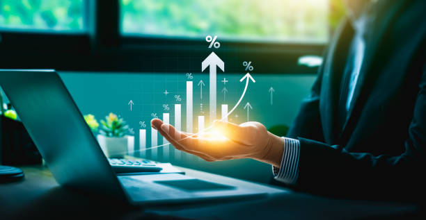 istock Rising Bar Graph Representing Business Growth, Financial Success, and Economic Progress with Arrows Indicating Positive Trends, Increasing Profits, Future Opportunities in Investment and Strategy 2179678979