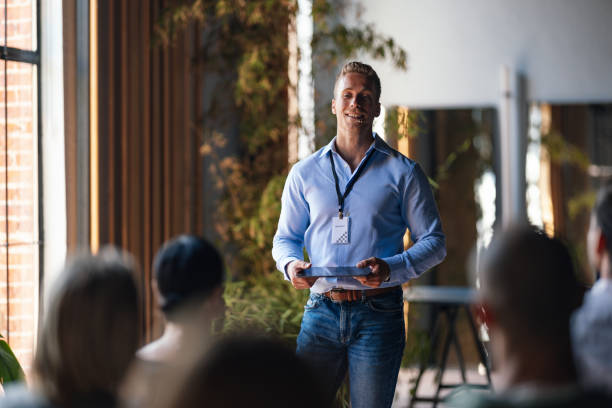 istock Confident Speaker Leading a Business Conference Presentation 2179684396