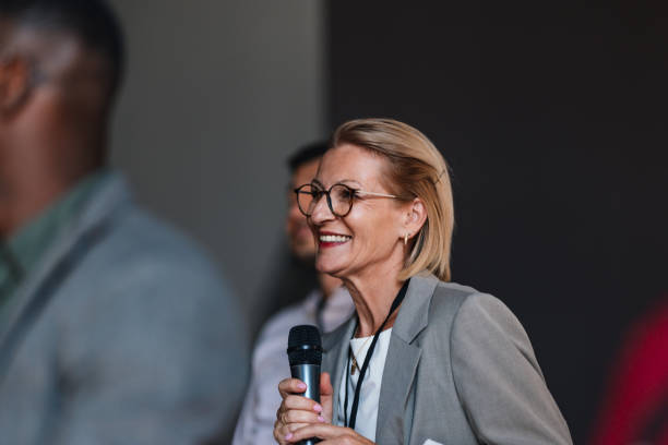 istock Confident Businesswoman Speaking at a Conference Event 2179684433