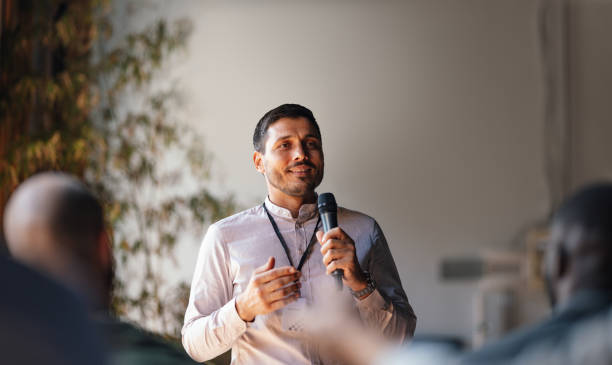 istock Confident Speaker Leading Business Conference Presentation 2179684480