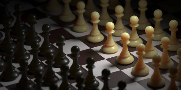 istock Different chess pieces pawns. Concept business background 2179688199