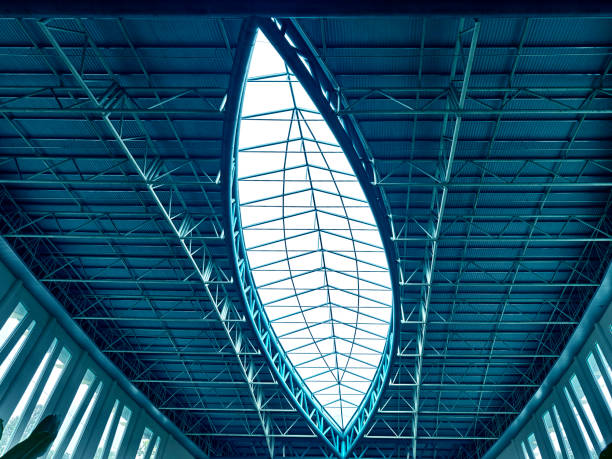A modern roof that features a significant amount of glass.