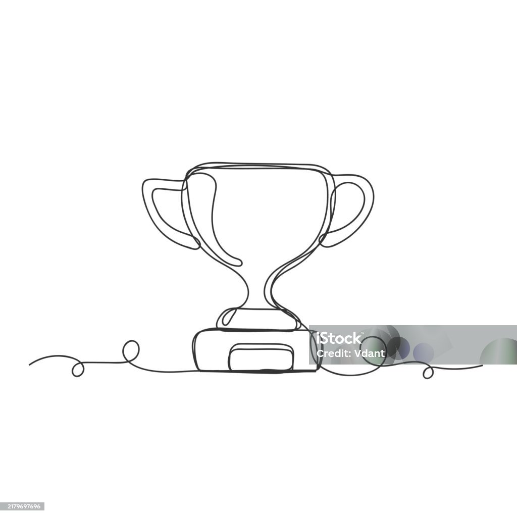 Throphy Line Continuous One Line Shape Trophy Isolated Vector Illustration Stock ...