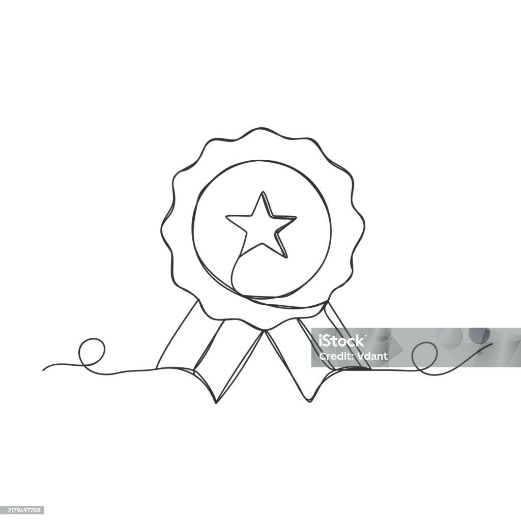Continuous One Line Shape Award Isolated Vector Illustration Stock ...