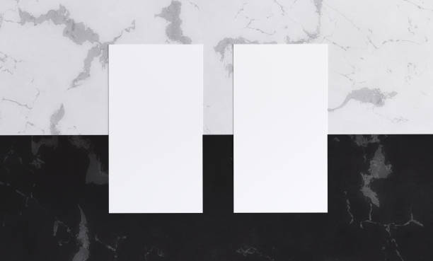 istock Business card mockup with black and white marble background 2179700515