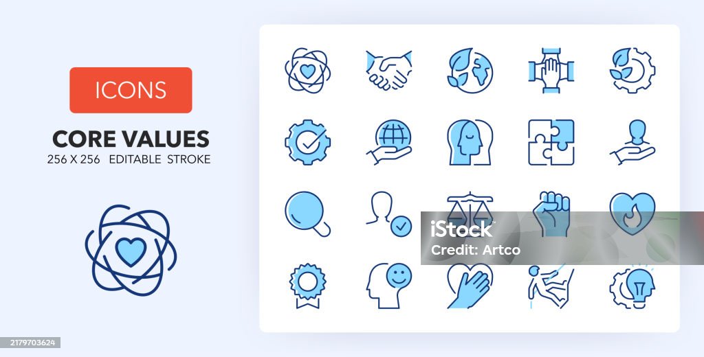 Core Values Icon Circle Color Core Values Two Colors Stock Illustration - Download Image Now ...