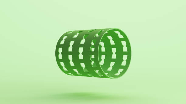 istock Green bionic grill mesh cylinder tube shape technology design element neutral monochrome soft tones mint green background 2179703863