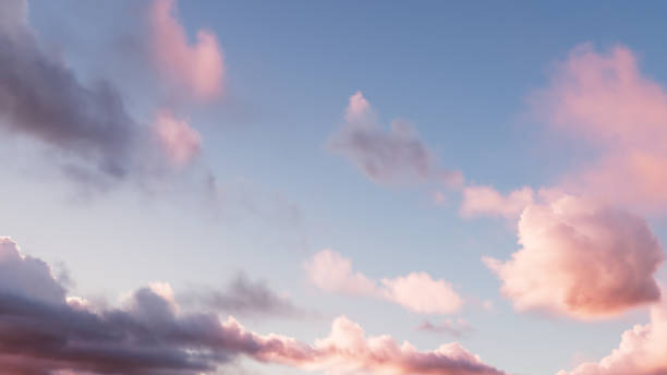Pink Fluffy Clouds - Beautiful Sky, Pastel Colored, Background