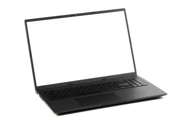 istock Laptop or notebook with blank screen isolated with on transparent background. 2179714255