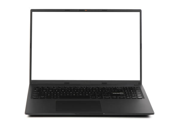 istock Laptop or notebook with blank screen isolated with on transparent background. 2179714283