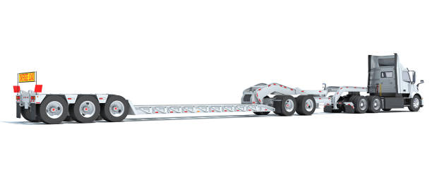 Semi Truck with Trailer 3D rendering on white background