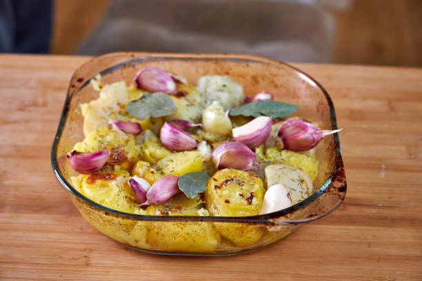 baked potatoes with garlic and herbs