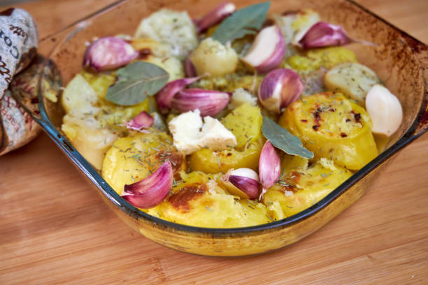 baked potatoes with garlic and herbs