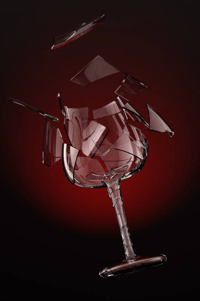 istock Action Shot of Breaking Wine Glass - 3D Illustration Render 2179720433