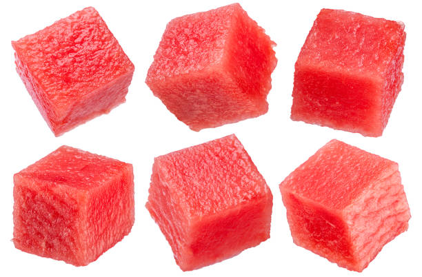 istock Set of cube sized watermelon pieces isolated on white background. File contains clipping paths. 2179729386