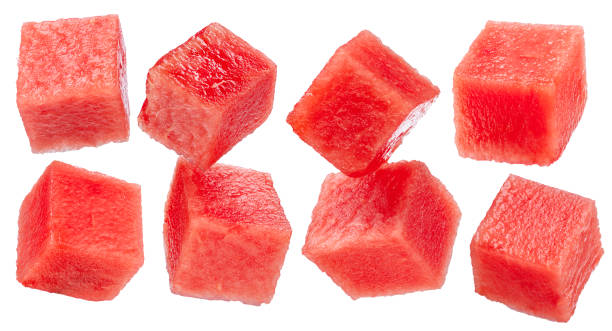 istock Set of cube sized watermelon pieces isolated on white background. File contains clipping paths. 2179729441