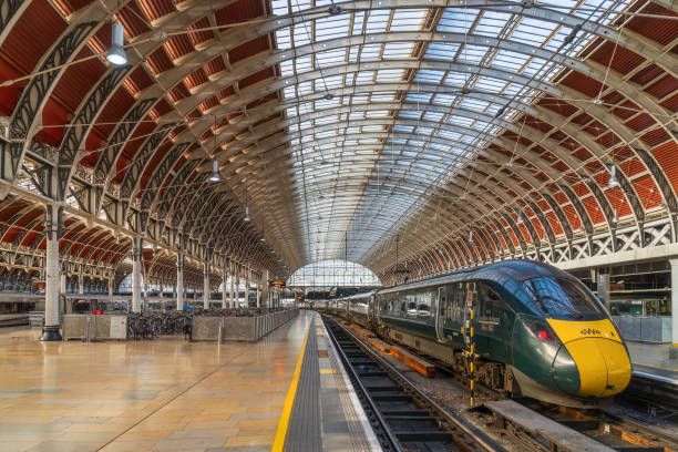 London, UK - April 3, 2025; Great Western Railway intercity express class 800 trains at Paddington Station