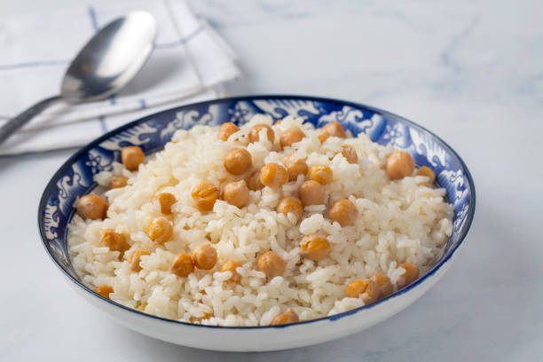 istock Turkish Rice with chickpea served, Turkish name; Nohutlu pilav or pilaf 2179739576