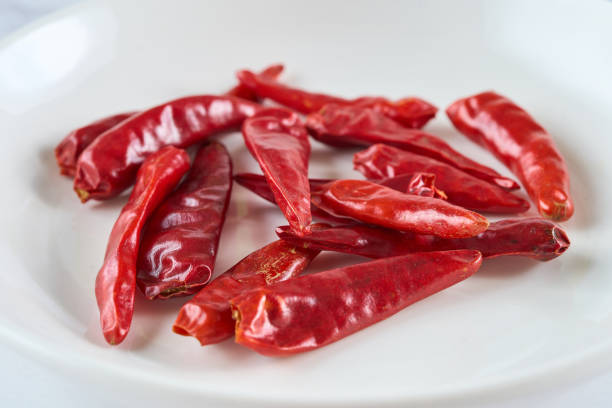 close up of hot chili peppers on a plate