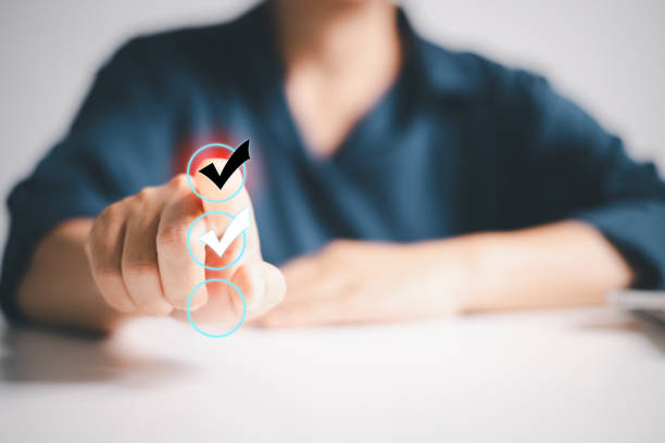 Approval concept, digital cyberspace, business achieved success by using technology to check and mark off items on quality approval checklist. check, quality, business, cyberspace, digital, checklist