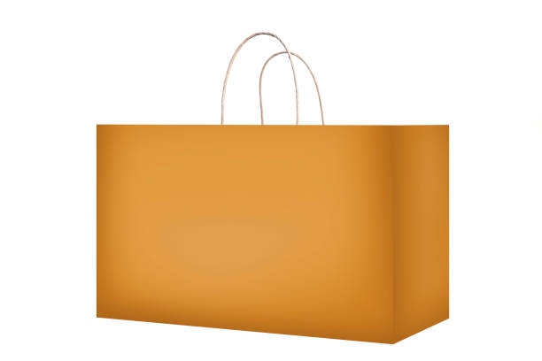 Brown paper bag isolated on white background. Clipping path included.