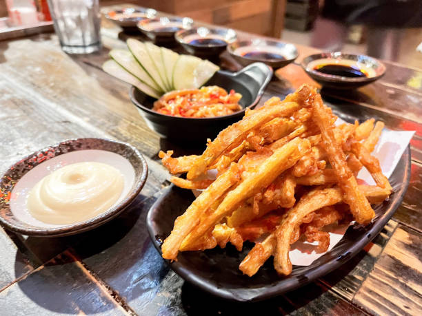 istock Deep fried potato stick with mayonnaise dipping at Japanese restaurant. 2179750715